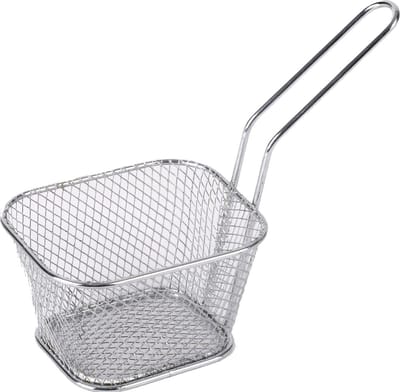 Urban Living Frietmandje/patat serveermandje - zilver - RVS - 18 x 8 x 12 cm