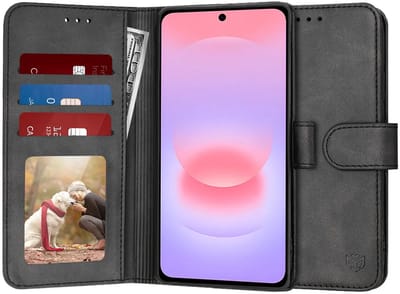 Hoesje geschikt voor Samsung Galaxy A37 - Techsuit Diary Book Wallet Case - Zwart