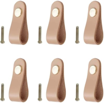Set van 6 PU Leren Handgrepen voor Laden, Kasten en Meubels - Inclusief Schroeven en Montageaccessoires