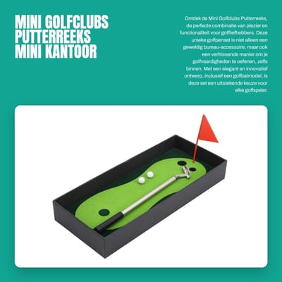 Dailygoods- Golfputter Mini Oefenset - Golfpen - Mini Golfbal - Indoor Golfmat - Desk Games - Duurzaam Ontwerp - Minigolfset