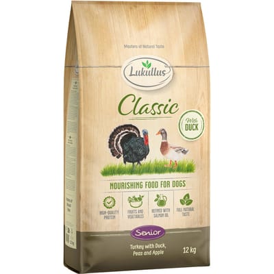 Lukullus Classic Senior Kalkoen & Eend (graanvrij) - 12 kg Nieuw Receptuur