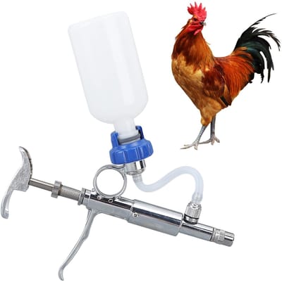 Allecto - Verstelbare Dierenspuit - 5 Ml Injectiespuit - Afneembaar Ontwerp - Roestvrij Staal en Kunststof - Voor Thuis en Boerderij - Diergeneeskunde