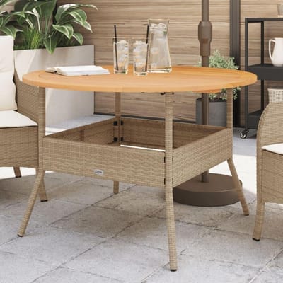 Tuintafel - Buitenmeubel - Genieten buiten - Houten blad - 110 x 71 cm - Beige