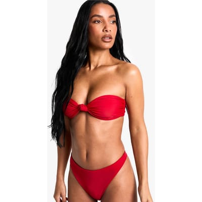 boohoo Dames Swimwear Essentials Bandeau Bikini Top | Rood | Maat: 40