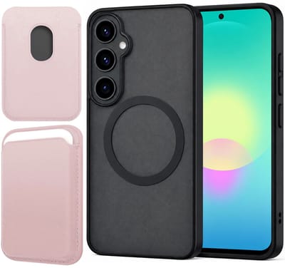 Hoesje + Pasjeshouder geschikt voor Samsung Galaxy A27 5G - Portemonnee geschikt voor MagSafe - Magnetisch - Pasjes Houder - Creditcardhouder - Rose