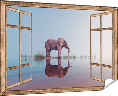 Gards Tuinposter Abstracte Kunst - Zwart Wit met Gouden Strepen - 60x40 cm - Tuindoek - Tuindecoratie - Wanddecoratie buiten - Tuinschilderij