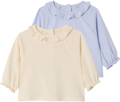 Vertbaudet Set van 2 T-shirts met lange mouwen en kraag