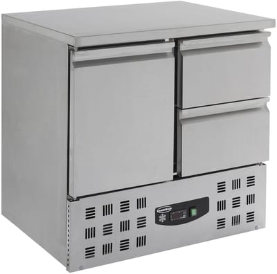 Combisteel Koelwerkbank - 257L - 1 Deur 1/1 GN + 2 Laden - +2°C/+8°C - Statisch + Ventilator - 900x700x875mm