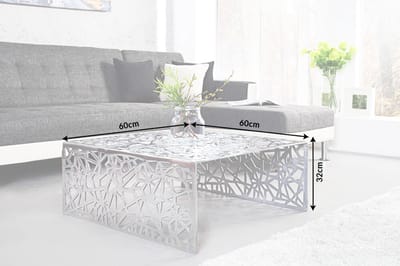 Handgemaakte salontafel ABSTRACT 60cm aluminium zilverkleurig in Gap design - 35722
