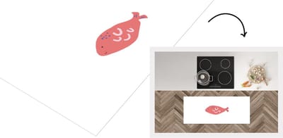 Keukenloper - Loper keuken - Vis - Rood - Pastel - 120x50 cm - Keukenloper vinyl