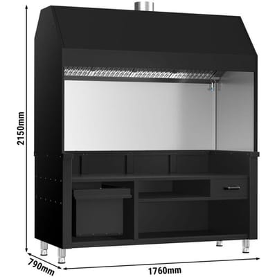 GGM Gastro Neutralelement für Holzkohle- / Gasgrill BERLIN - 1760mm - Schwarz