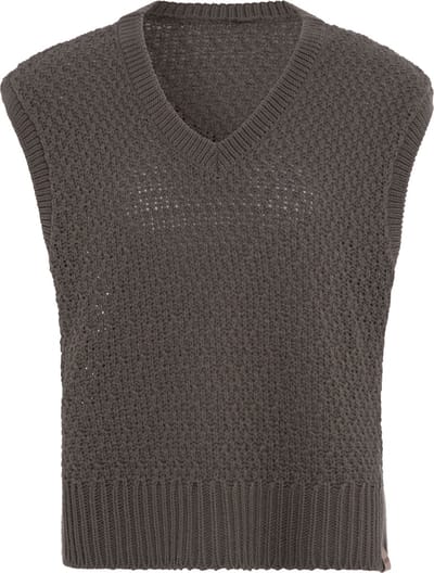 Knit Factory Luna Spencer Dames - Debardeur voor dames - Mouwloze trui - Dames Trui - Trui zonder mouwen - Cappuccino - 36/38