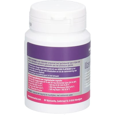 Mannavital IJzer platinum 60 Vegetarische capsules