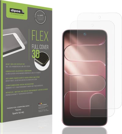 dipos FLEX – 2x Matte Screenprotector geschikt voor Tecno Spark 50 4G | Volledige Schermbescherming | Case-Friendly