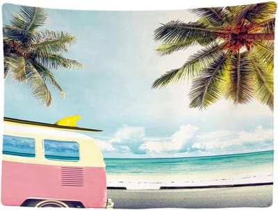 Wandkleed binnen - Wandtapijt - Volkwagen Bus - Camping - Muurkleed - Wanddoek Stof - 200 x 150 cm - Wanddecoratie - Wandhanger - Muurhanger - Fotobehang - Poster - Ulticool - Decoratie - Woonkamer - Slaapkamer