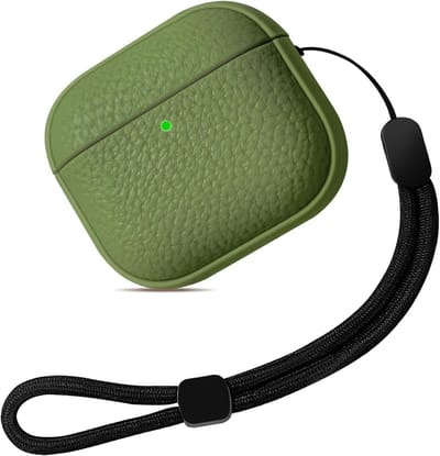 Beschermende TPU Hoes voor AirPods 4 met Polsband, Schokbestendig en Valbestendig, Lichtgroen Design
