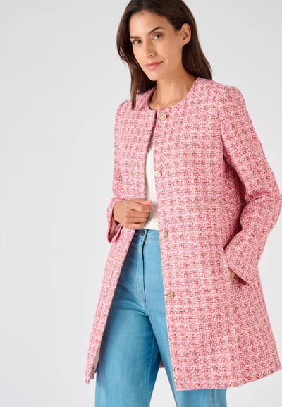 Damart - Vest lang tweed effect glanzend garen - Dames - Rood - 38
