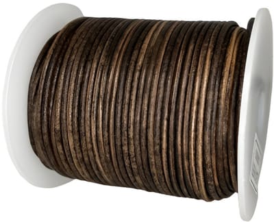 Leren Koord Rond, 50 m x 2 mm - Rond Lederen Koord, Voor Halskettingen, Armbanden, Sieraden, Knutselkralen en Veters (Vintage Bruin)