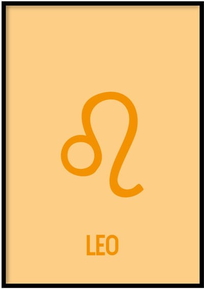 Poster Sterrenbeeld Leo oranje - 30x40 cm - Sterrenbeeld - WALLLL - Exclusief lijst - Professioneel fotopapier