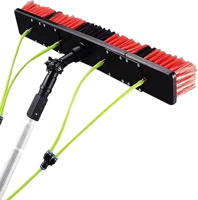 Raamreinigingsstang - Wasborstel set - Hoge ramen wassen - Telescopische lengte - Tot 12 meter - Grijs