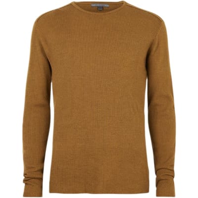 John Varvatos Astoria Regular Fit Ls Merino Silk Crew Copper Maat: L | Sweaters Outlet | Heren