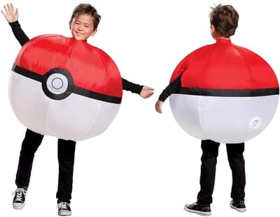 Opblaasbaar Kinderkostuum Pokeball Rood en Wit - Voor Feestjes en Carnaval
