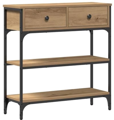 Rustic Eiken Houten Salontafel met 2 Lades - Duurzaam Hout en Staal voor Binnen