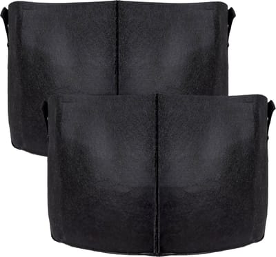 Intirilife 2x fleece plantzak in 38 liter - 10 gallon - 40 x 30 cm - Plantenbak van fleece met draaghengsels voor tuin, kas en nog veel meer. - Plantenbak plantzak