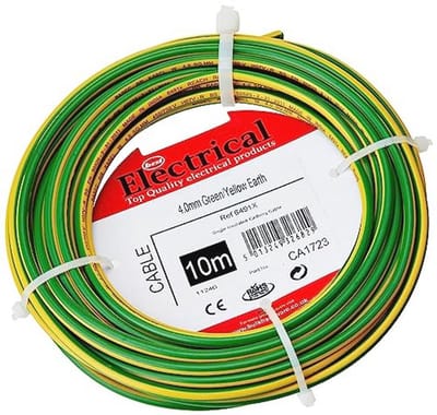 4,0 mm eenaderige aardkabel 10 meter geel/groen