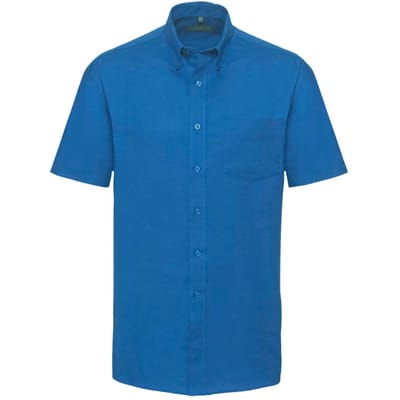 Russell Collectie Heren Korte Mouw Easy Care Oxford Shirt (Oxford Blauw)
