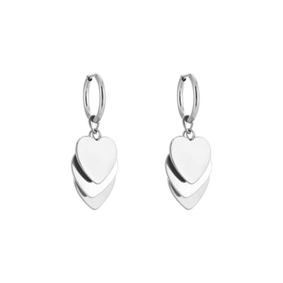 Oorbellen 3 Hartjes - Stainless Steel - Zilverkleurig - Verkleurt niet - Cadeau oorbellen