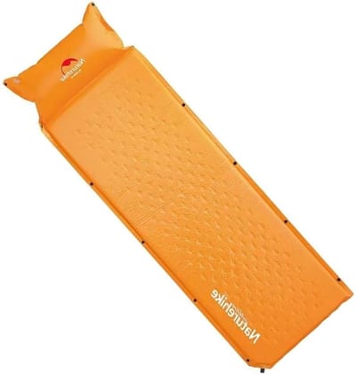 Slaapmat met kussen - Kampeer mat - Outdoor activiteiten - Zelfopblazend met schuim - 185 x 60 cm - Natuurlijk geel
