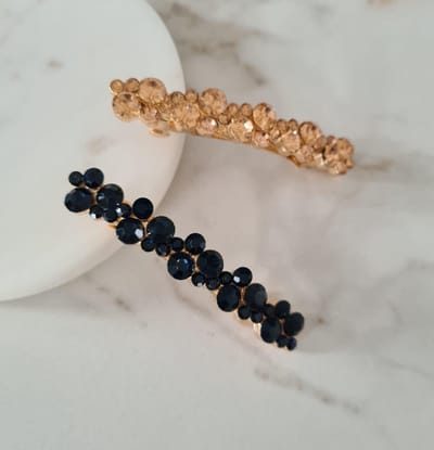 Dames haarclips 2 stuks Beige en Zwart- Haar accessoire haarspelden- Luxe haarclip met sierlijke crystal- Elegante haarspelden| Meisjes - Gift - Cadeau