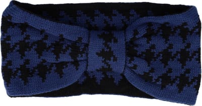 Haarsoires Haarband Knoop 11cm – Ruitprint – Gebreide Stof – Zwart Blauw