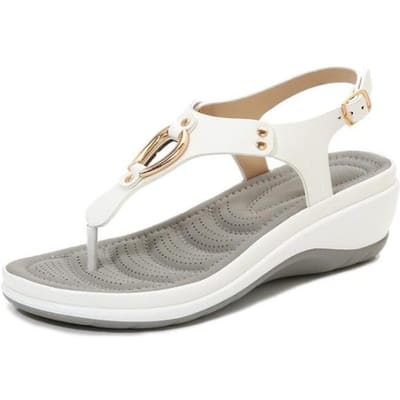 Dames Sleehak Sandalen Mode Strand Effen Kleur Slippers Voor Dames Teenclip Dames Schoenen Gespsluiting Lage Hak Sandalen 37 wit
