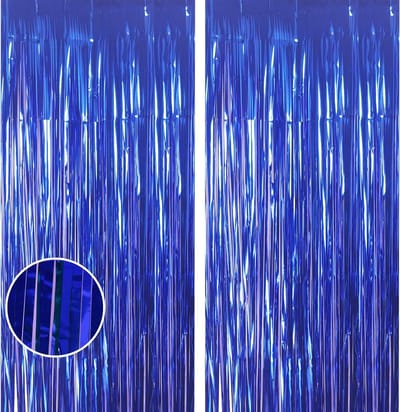 Gordijn Slingers - Folie Franje - Feestelijke Decoratie - Langere Lengte - 2 x 2.5m - Donkerblauw