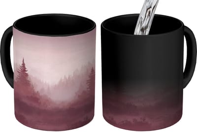 Magische Mok - Foto op Warmte Mokken - Koffiemok - Landschap - Mistig - Roze - Magic Mok - Beker - 350 ML - Theemok