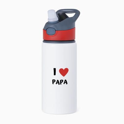 Hacebo® - I love papa waterfles met rietje rood - Vader - de liefste papa - vader cadeautjes - vaderdag - verjaardag - geschenk - kado - water fles - 650ML