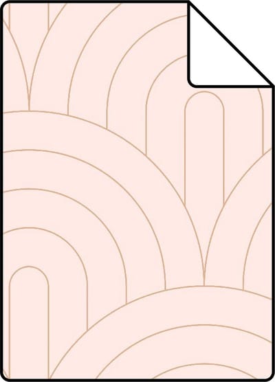 Proefstaal ESTAhome behang art deco bogen zacht roze en roségoud - 26.5 x 21 cm - 139217-S