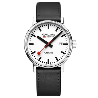 Mondaine MSE.40610.LB Evo2 - Horloge - Automatic - Leer - Zwart - 40mm
