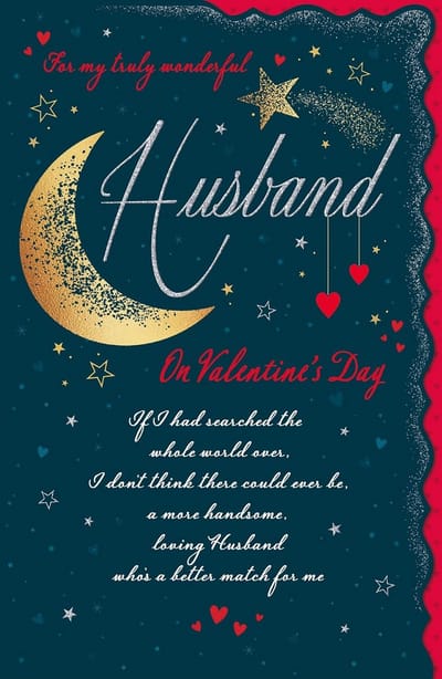 Luxe Valentijnskaart voor Echtgenoot, Maan Illustratie, Groot Formaat
