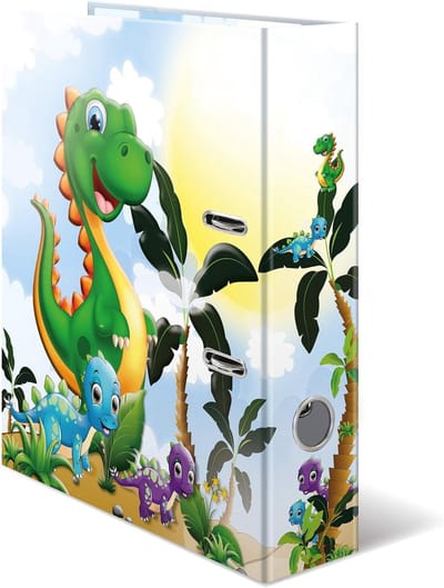 Ringbandmappen Set - Opbergmappen - Documenten Organiseren - Stevig Karton Design - 10 Stuks A4 - Dinosaurus