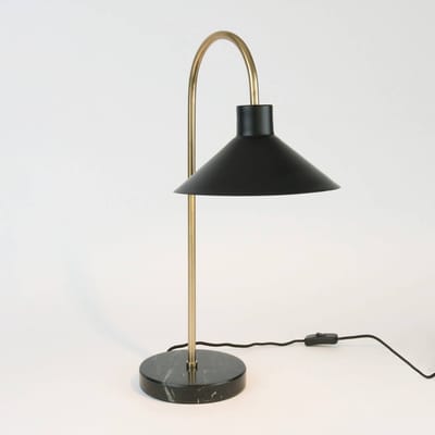 Holländer Oktavia tafellamp, zwart/goudkleurig, hoogte 58 cm, marmer