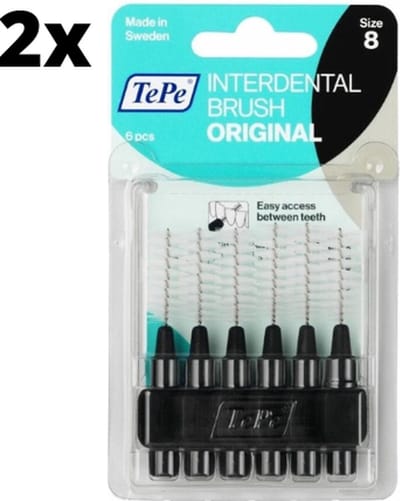 TePe Ragers Zwart 1,5mm - 2 x 6 stuks - Voordeelverpakking