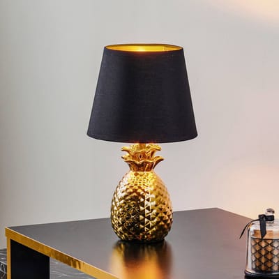 REALITY PINEAPPLE - Tafellamp - Goud - excl. 1x E14 3,5 W - Snoerschakelaar