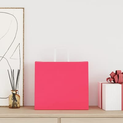 vidaXL - Papieren - zakken - 250 - st - met - hengsels - 32x22x28 - cm - roze