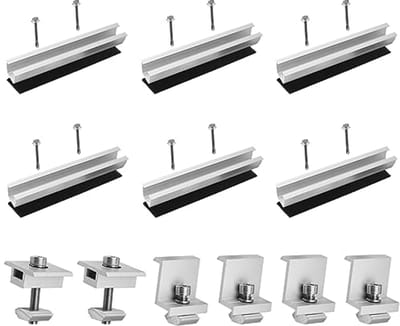 Zonnepaneelhouderset voor plat dak - Bevestigingsset met accessoires en verstelbare klemmen (6 stuks)