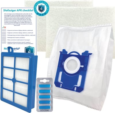 Multaparts® stofzuiger-APK set voor AEG 6000 serie (Animal 6000, Clean 6000, Hygienic 6000, Allergy 6000*) | Complete onderhoudsset met stofzuigerzakken type S-BAG (10 x), motorfilter (2 x), HEPA filter, geursticks (5 x), APK-checklist & APK-sticker