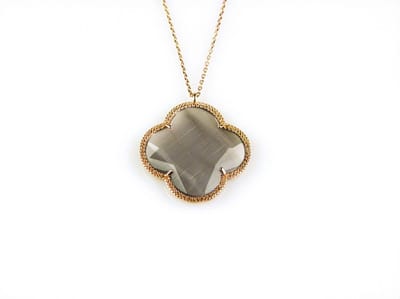model Fiori grote klaver ketting in zilver roze verguld grijze klaver