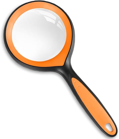 Vergrootglas 10x voor Volwassenen en Kinderen, Draagbaar Vergrootglas voor Wetenschappelijk Onderzoek, Lezen en Insectenobservatie - Zwart en Oranje